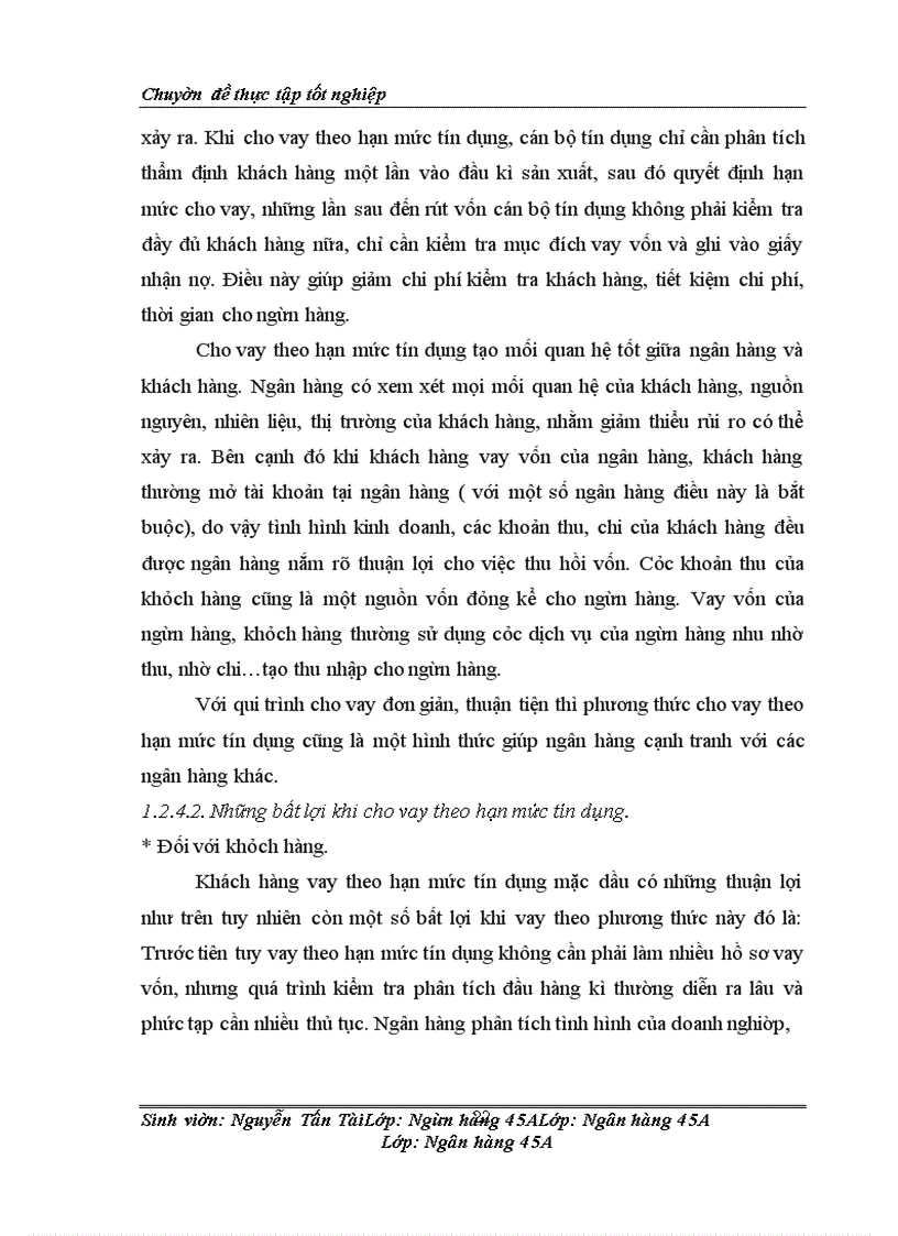 image for page Họat động cho vay theo hạn mức tín dụng tại NHNo&PTNT chi nhánh Thăng Long