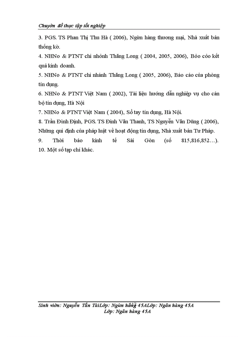 image for page Họat động cho vay theo hạn mức tín dụng tại NHNo&PTNT chi nhánh Thăng Long