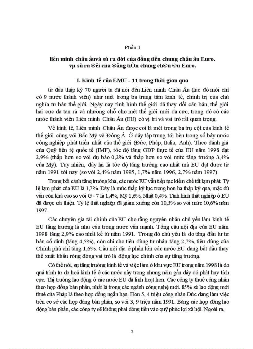Phân tích những tác động của đồng EURO của Liên minh kinh tế và tiền tệ Châu Âu