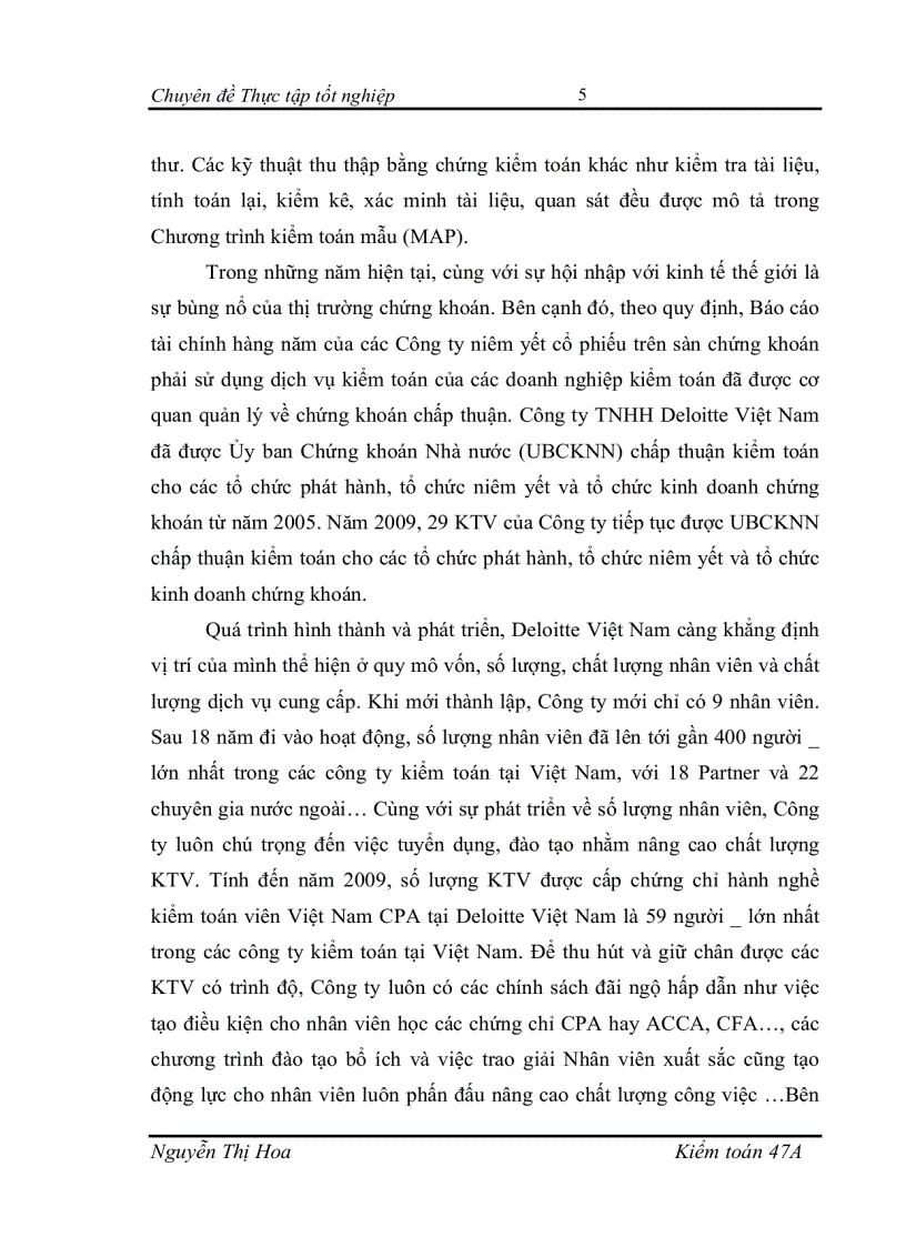 Hoàn thiện việc vận dụng kỹ thuật thu thập bằng chứng kiểm toán tại công ty TNHH DELOITTE việt nam