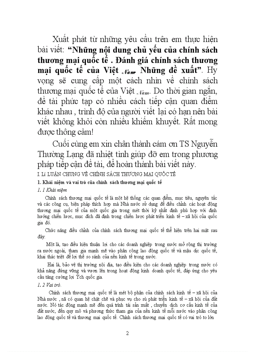 image for page Những nội dung chủ yếu của chính sách thương mại quốc tế . Đánh giá chính sách thương mại quốc tế của Việt Nam. Những đề xuất