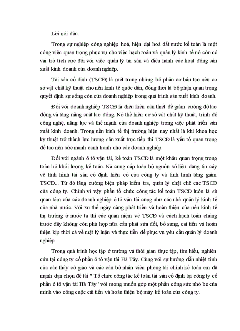 image for page Tổ chức công tác kế toán tài sản cố định tại công ty cổ phần ô tô vận tải Hà Tây