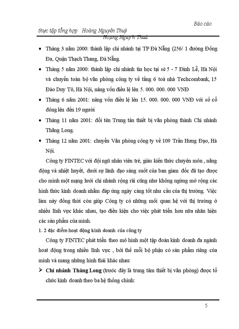 image for page Báo cáo tổng hơp về công ty FINTEC.