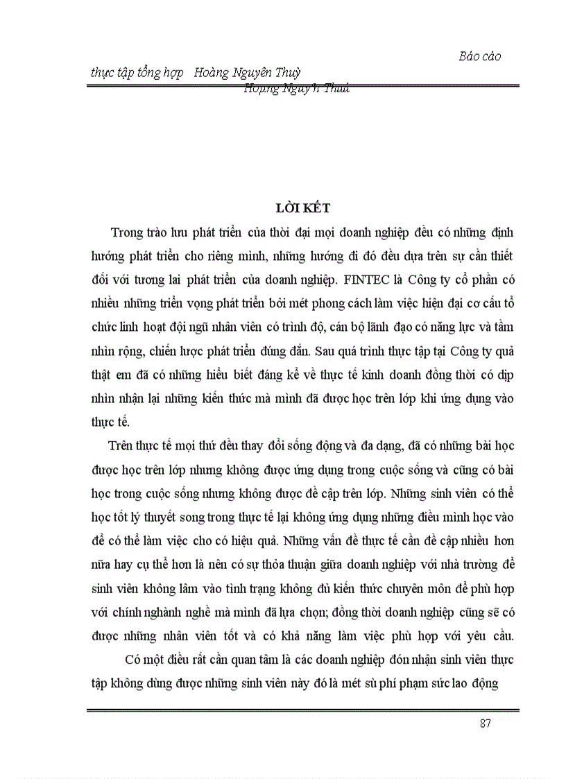 image for page Báo cáo tổng hơp về công ty FINTEC.