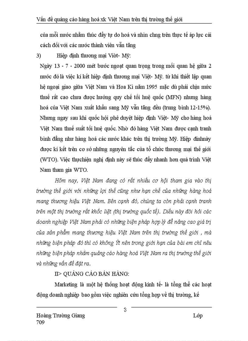 Vấn đề quảng cáo hàng hoá xk Việt Nam trên thị trường thế giới