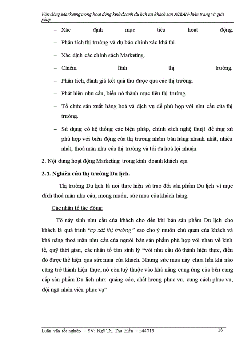 image for page Vận dụng Marketing trong hoạt động kinh doanh khách sạn – Du lịch tại khách sạn ASEAN- hiện trạng và giải pháp