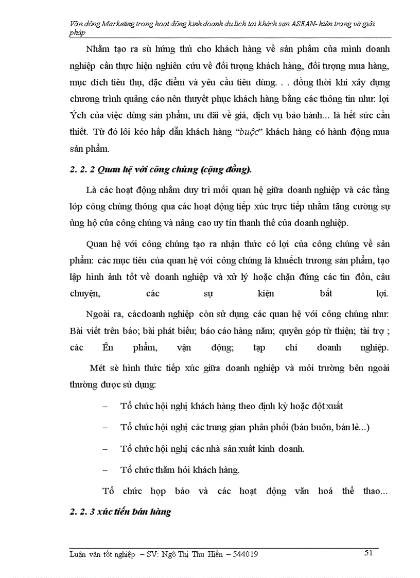 image for page Vận dụng Marketing trong hoạt động kinh doanh khách sạn – Du lịch tại khách sạn ASEAN- hiện trạng và giải pháp