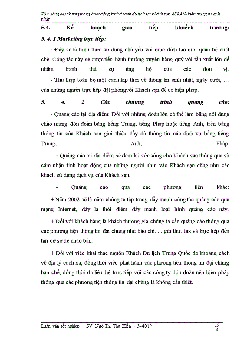 image for page Vận dụng Marketing trong hoạt động kinh doanh khách sạn – Du lịch tại khách sạn ASEAN- hiện trạng và giải pháp