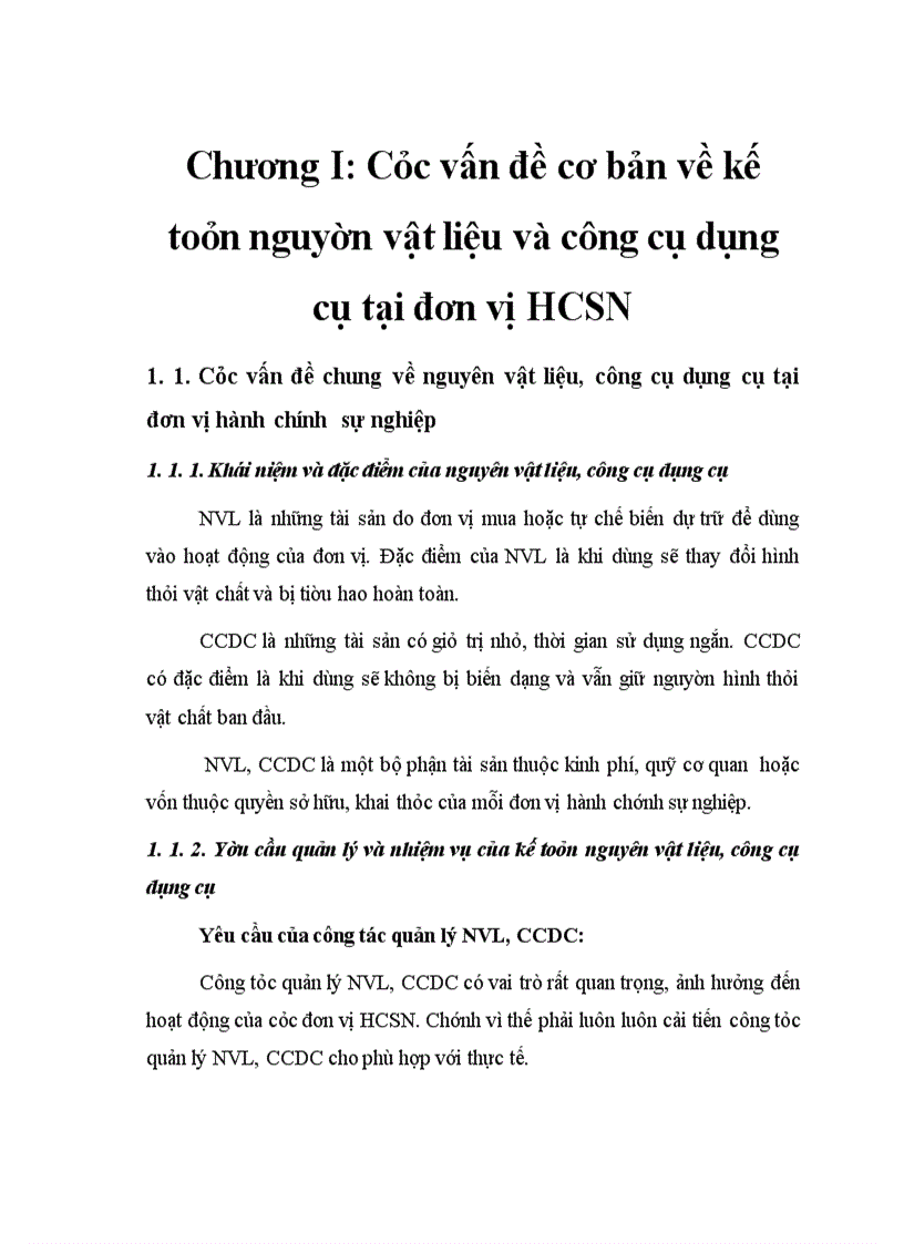 Hoàn thiện kế toán nguyên vật liệu và công cụ dụng cụ tại Bệnh viện Đa khoa Yên Dũng