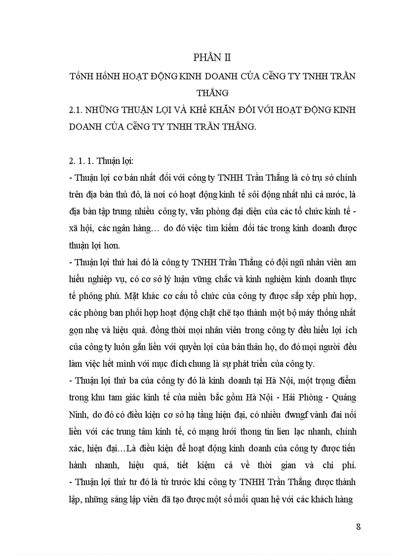 image for page Tình hình hoạt động kinh doanh của công ty tnhh trần thắng