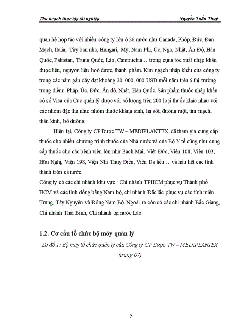 Thực trạng và giải pháp đẩy mạnh hoạt động Nhập khẩu thuốc tân dược của Công ty CP Dược TW- MEDIPLANTEX
