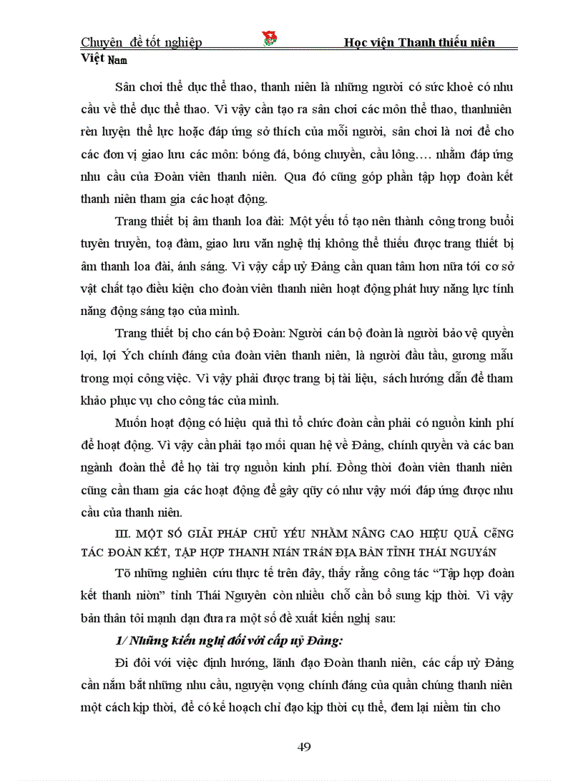 image for page Các phương thức đoàn kết tập hợp thanh niên của Đoàn TNCS Hồ Chí Minh tỉnh Thái Nguyên - Thực trạng và giải pháp