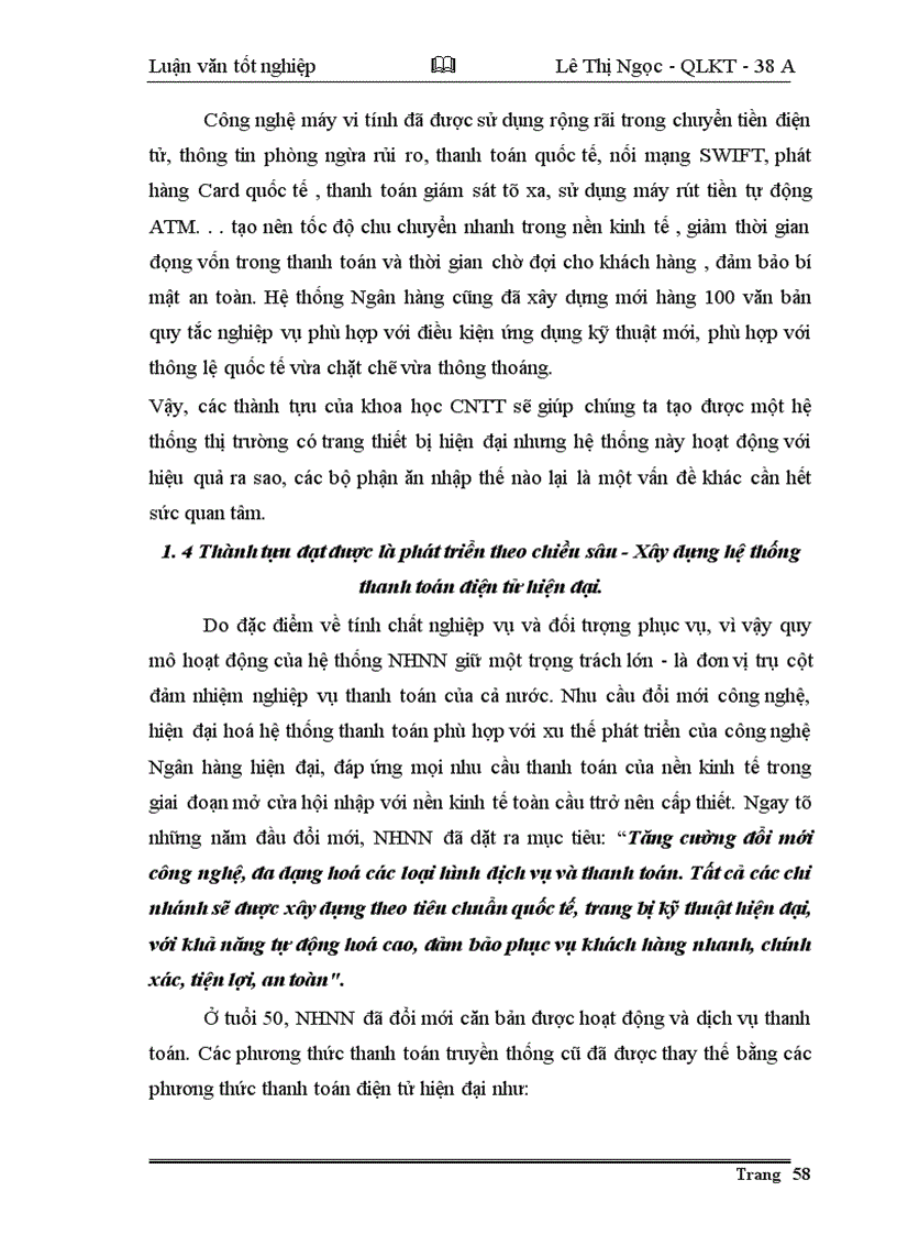 image for page Giải pháp nhằm đẩy nhanh tiến trình hiện đại hoá công tác thanh toán của hệ thống NHNN Việt nam theo hướng phát triển của công nghệ thông tin.