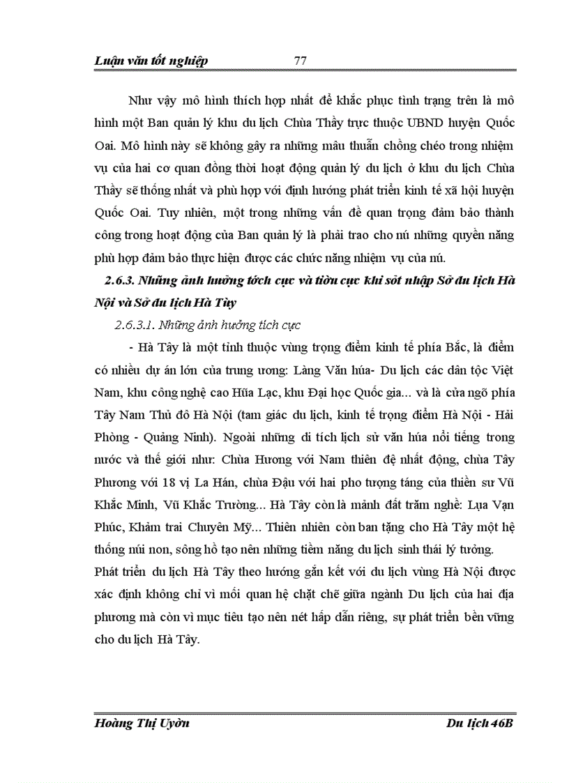 image for page Hoàn thiện công tác quản lý nhà nước về du lịch của Sở du lịch Hà Tây đối với khu du lịch Chùa Thầy