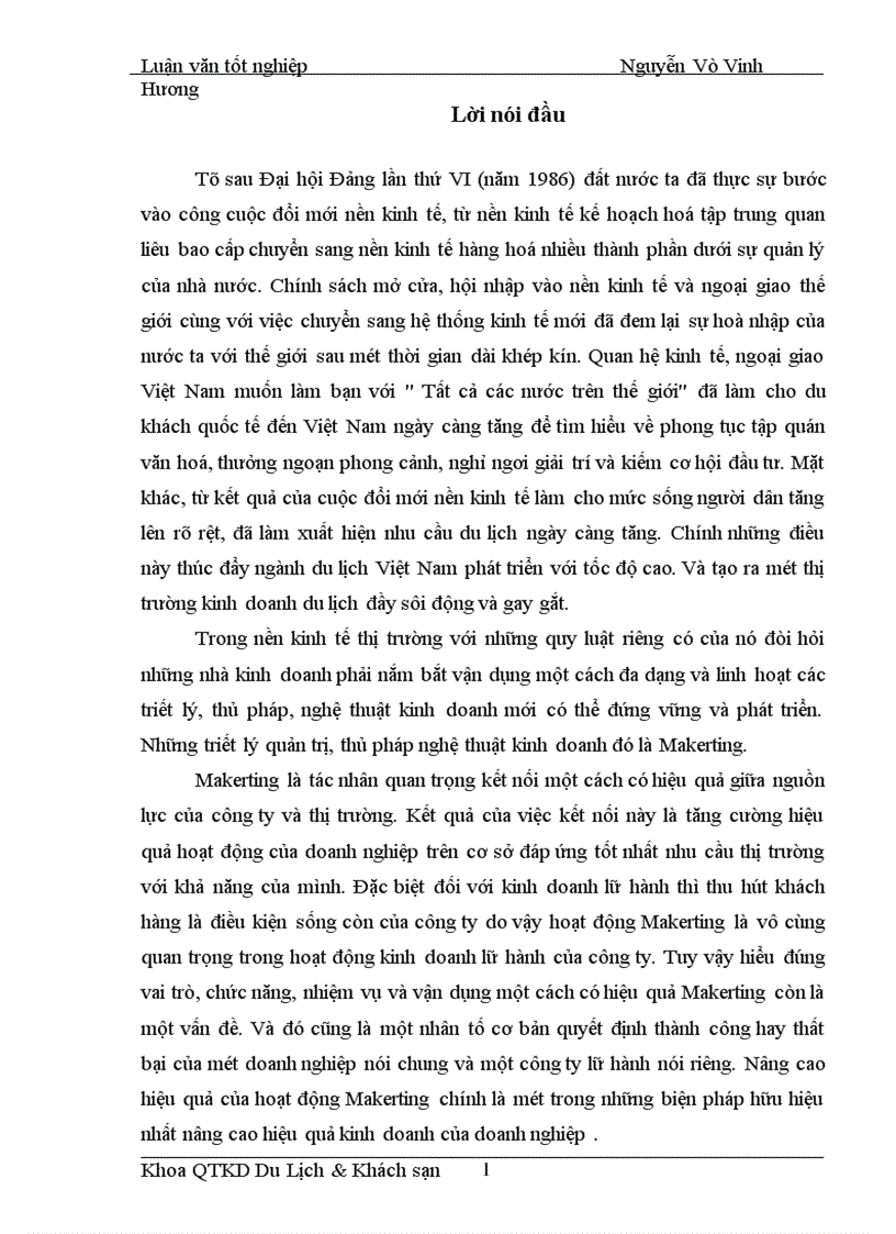 image for page Áp dụng Makerting - Mix trong hoạt động kinh doanh lữ hành tại Công ty Điều hành Hướng dẫn du lịch Vinatour
