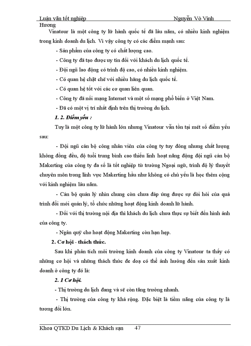 image for page Áp dụng Makerting - Mix trong hoạt động kinh doanh lữ hành tại Công ty Điều hành Hướng dẫn du lịch Vinatour