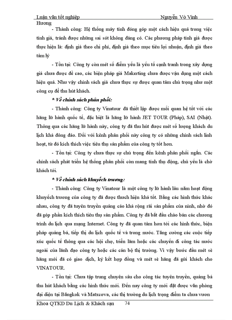 image for page Áp dụng Makerting - Mix trong hoạt động kinh doanh lữ hành tại Công ty Điều hành Hướng dẫn du lịch Vinatour