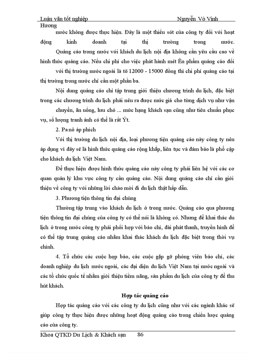 image for page Áp dụng Makerting - Mix trong hoạt động kinh doanh lữ hành tại Công ty Điều hành Hướng dẫn du lịch Vinatour