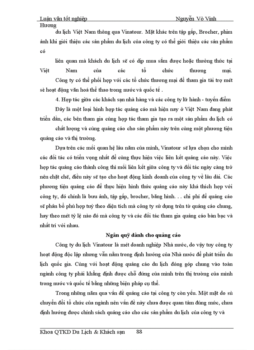 image for page Áp dụng Makerting - Mix trong hoạt động kinh doanh lữ hành tại Công ty Điều hành Hướng dẫn du lịch Vinatour