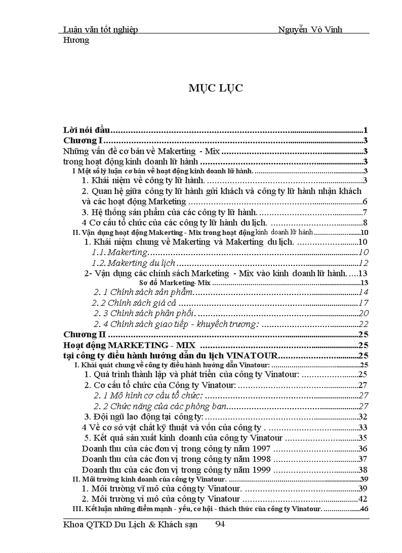 image for page Áp dụng Makerting - Mix trong hoạt động kinh doanh lữ hành tại Công ty Điều hành Hướng dẫn du lịch Vinatour