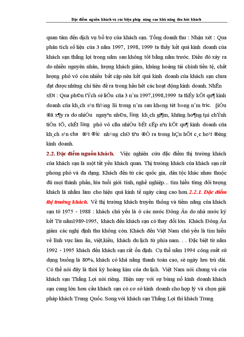 image for page Đặc điểm nguồn khách và các biện pháp nâng cao khả năng thu hút khách của khách sạn Thắng lợi