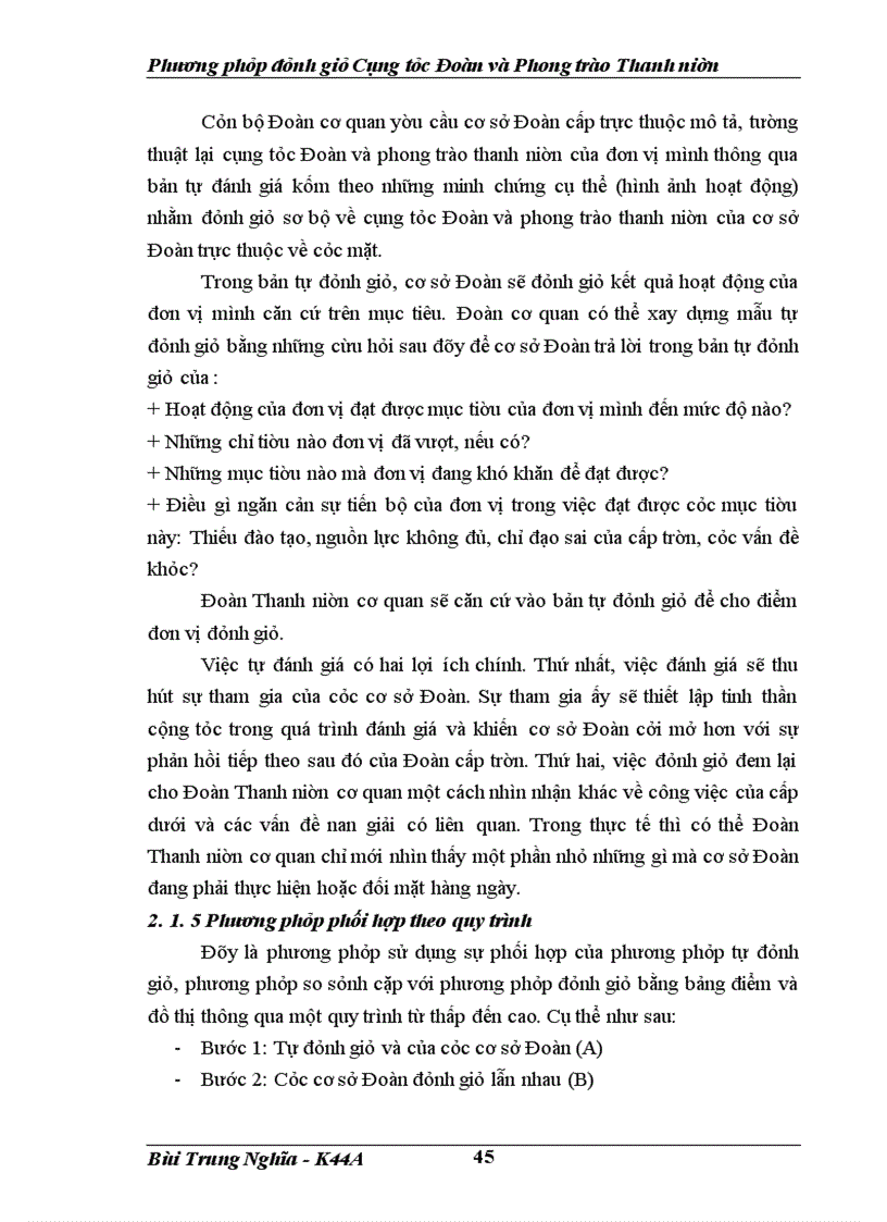 image for page Phương pháp đánh giá công tác Đoàn và phong trào thanh niên của người cán bộ Đoàn tại Đoàn Thanh niên Khối cơ quan Trung ương Đoàn