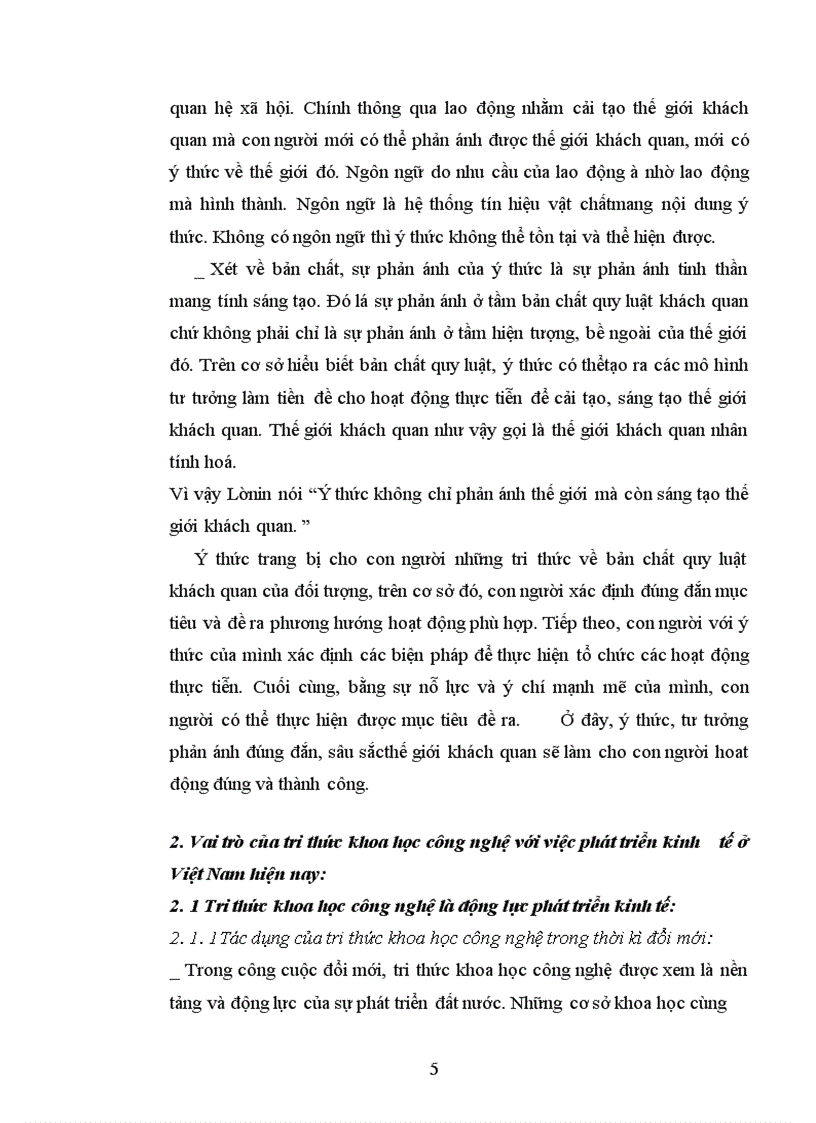 image for page Ýthức và vai trò của tri thức khoa học công nghệ đối với việc phát triển kinh tế của Việt Nam hiện nay