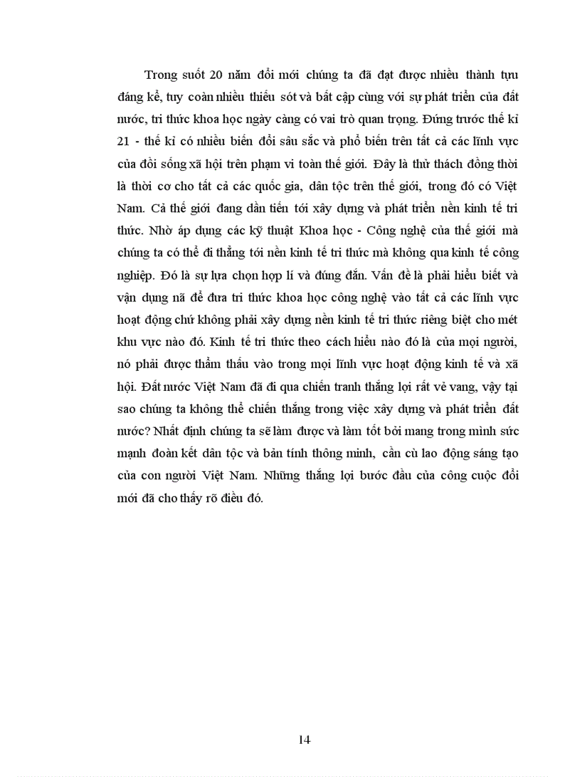 image for page Ýthức và vai trò của tri thức khoa học công nghệ đối với việc phát triển kinh tế của Việt Nam hiện nay