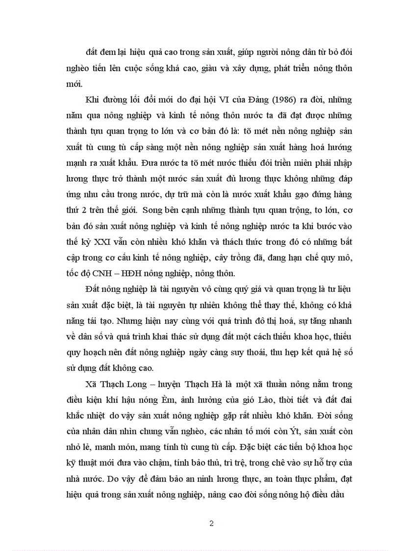 image for page Nghiên cứu một số giải pháp góp phần chuyển dịch cây trồng trên cơ sở nâng cao hiệu quả sử dụng đất tại xã Thạch Long – Thạch Hà - Hà Tĩnh