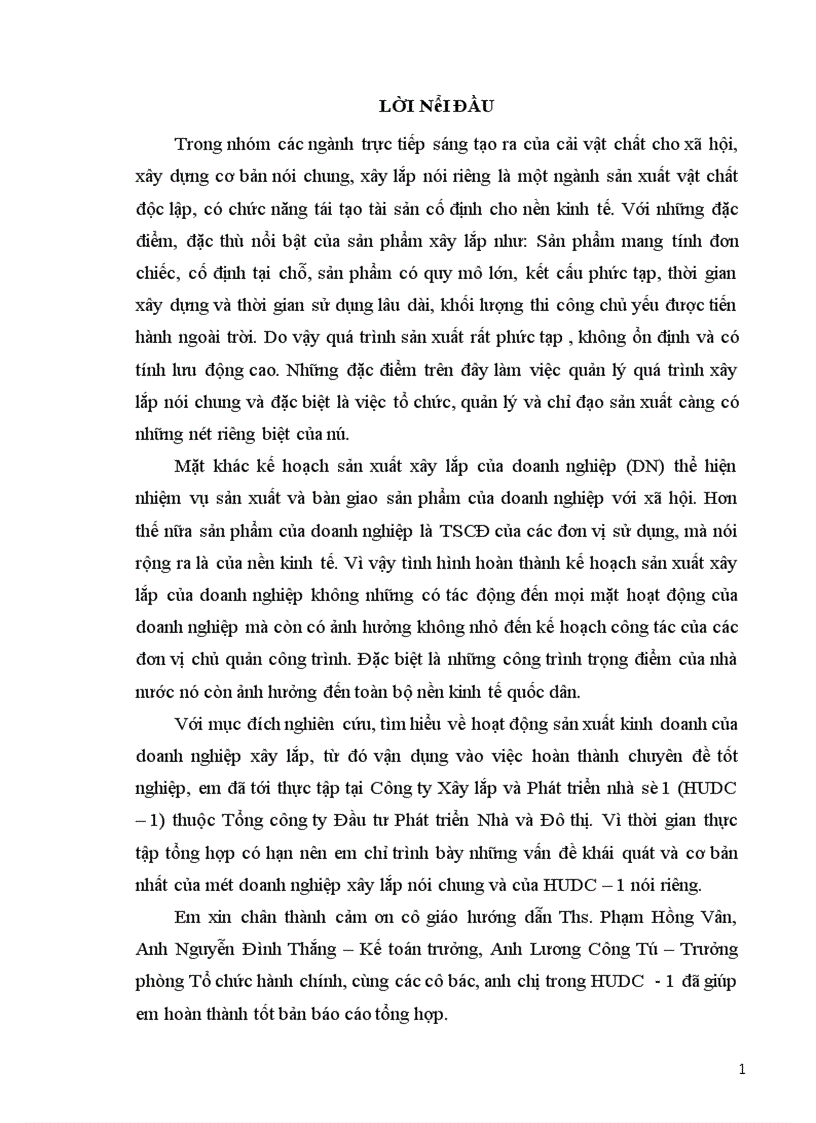 image for page Báo cáo thực tập tại Công ty Xây lắp và Phát triển nhà số 1 (HUDC – 1)