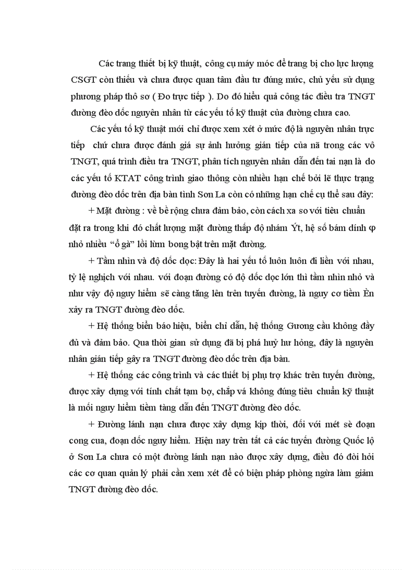 image for page Đánh giá các yếu tố KTAT công trình giao thông trong việc thực hiện các biện pháp phòng ngừa, điều tra TNGT đường đèo dốc thuộc địa bàn tỉnh Sơn La của lượng CSGT địa phương.