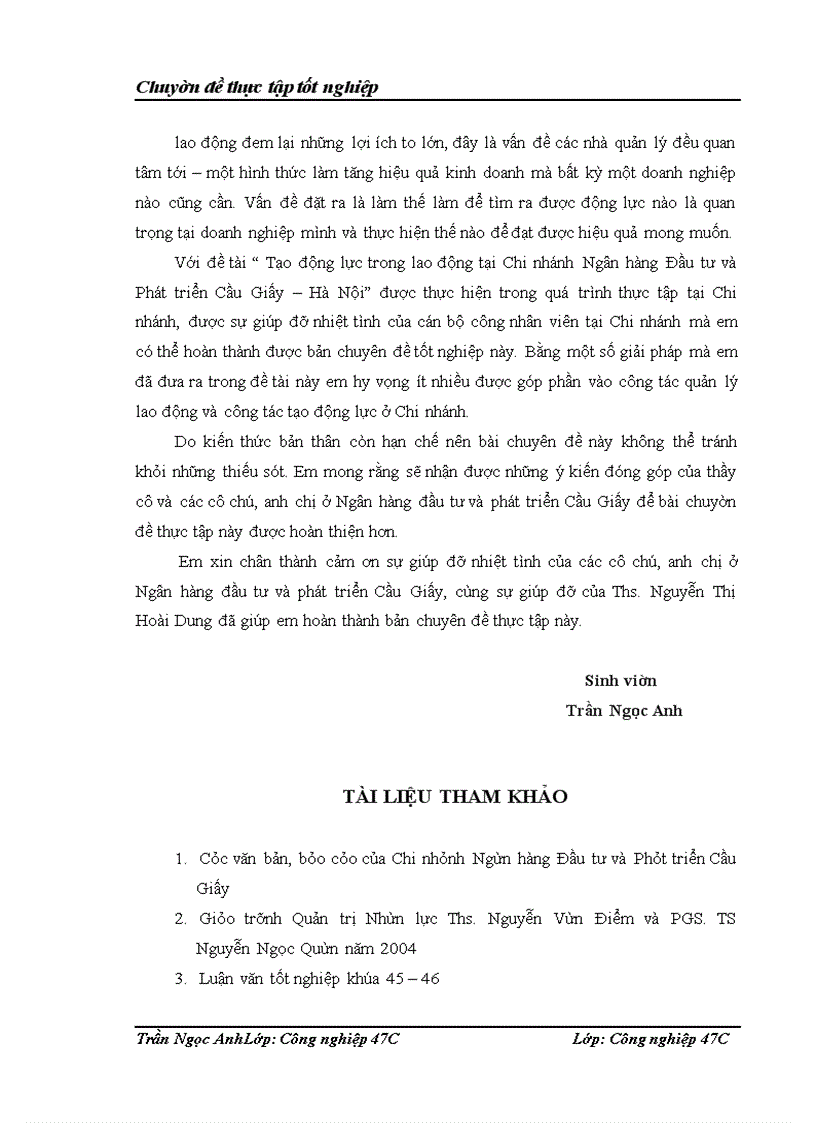 image for page Tạo động lực trong lao động tại Chi nhánh Ngân hàng Đầu tư và Phát triển Cầu Giấy – Hà Nội