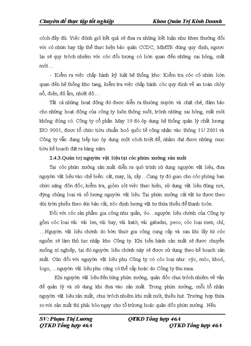 image for page Thực trạng công tác quản trị cung ứng nguyên vật liệu ở Công ty cổ phần May 19