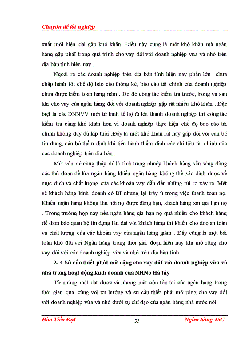 image for page GiảI pháp mở rộng cho vay đối với doanh nghiệp vừa và nhỏ tại Ngân hàng nông Nghiệp và phát triển nông thôn Hà Tây