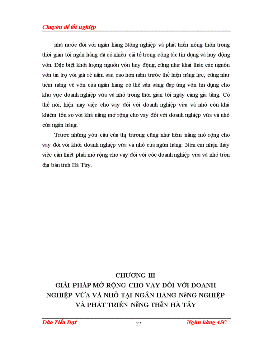 image for page GiảI pháp mở rộng cho vay đối với doanh nghiệp vừa và nhỏ tại Ngân hàng nông Nghiệp và phát triển nông thôn Hà Tây