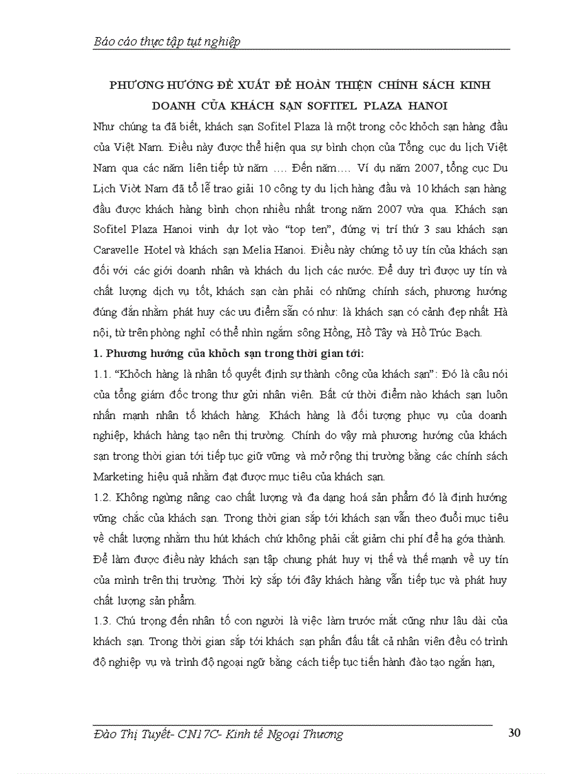 image for page Thực trạng kinh doanh lưu trú của khách sạn Sofitel Plaza Hanoi