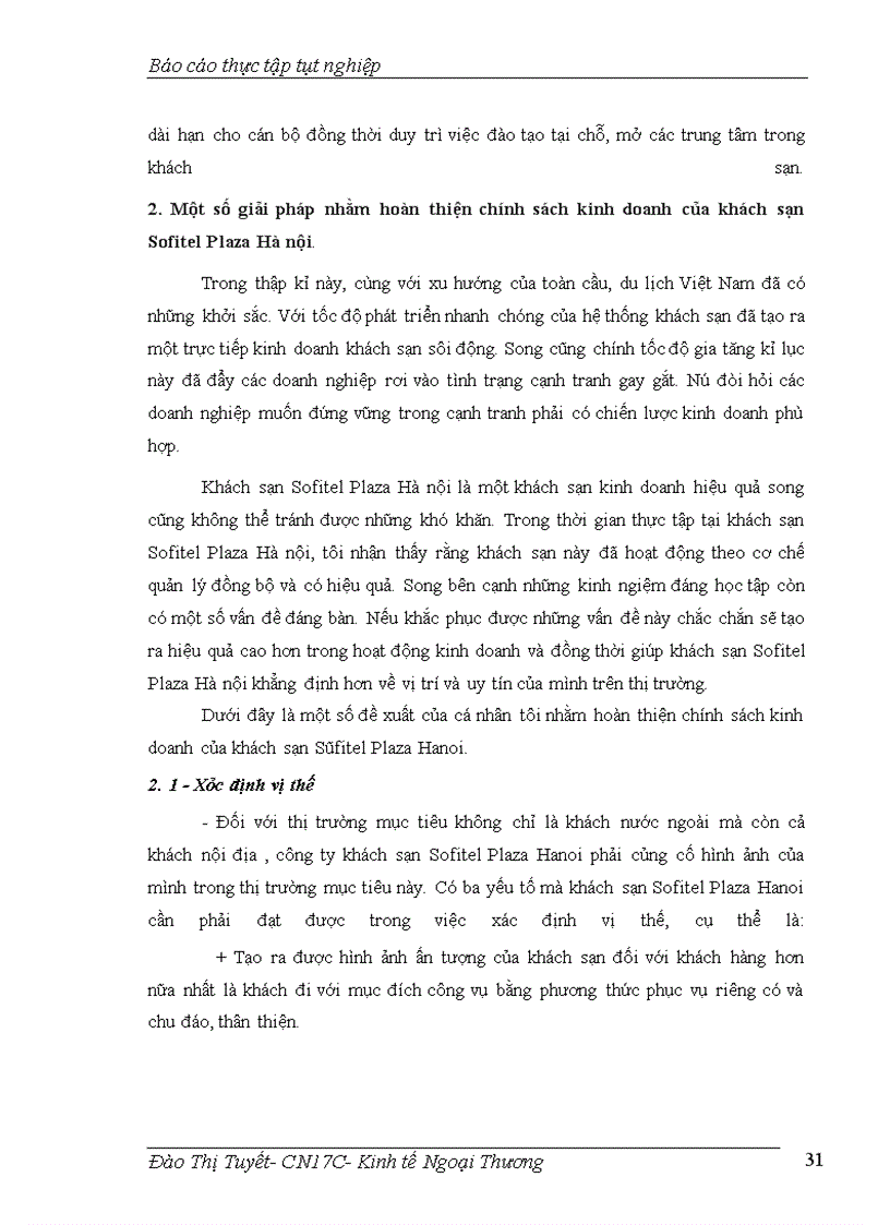 image for page Thực trạng kinh doanh lưu trú của khách sạn Sofitel Plaza Hanoi