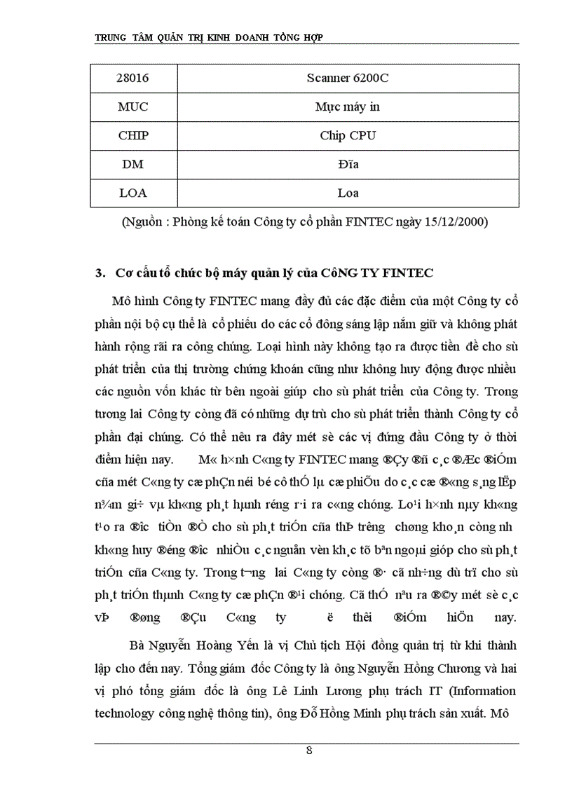 image for page Kết quả sản xuất kinh doanh và tình hình quản lý tài chính của công ty FINTEC