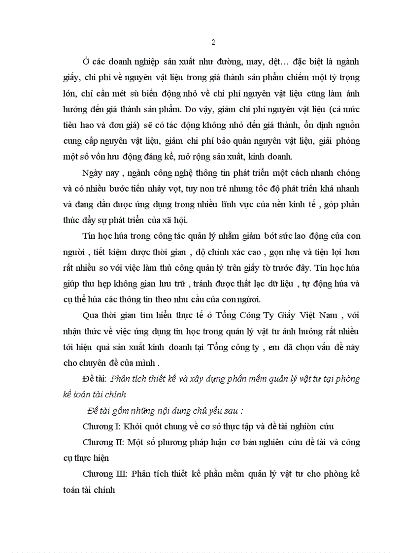 image for page Phân tích, thiết kế, xây dựng phần mềm quản lý vật tư tại phòng Kế Toán Tài Chính