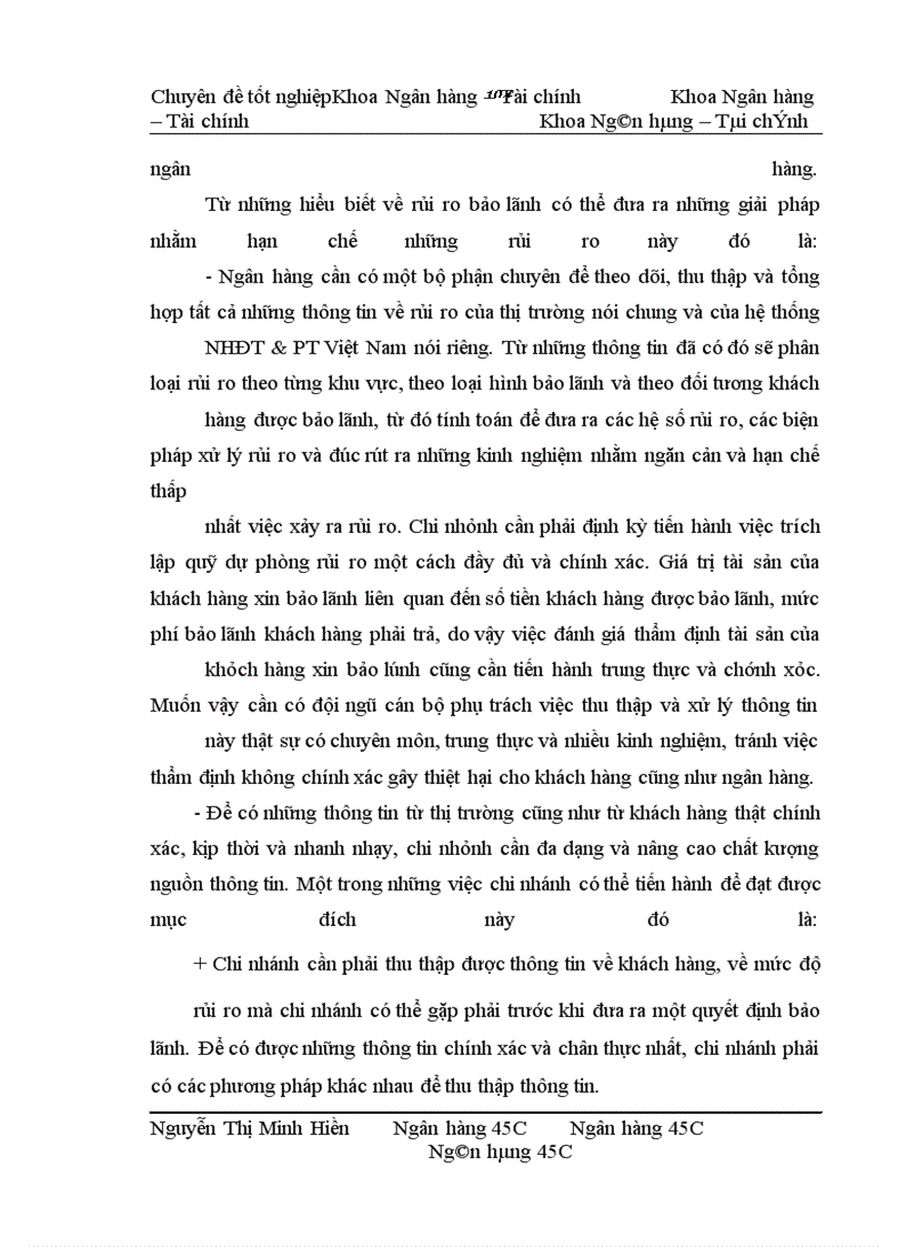 image for page Hoàn thiện dịch vụ bảo lãnh tại chi nhánh NHĐT&PT Nam Hà Nội