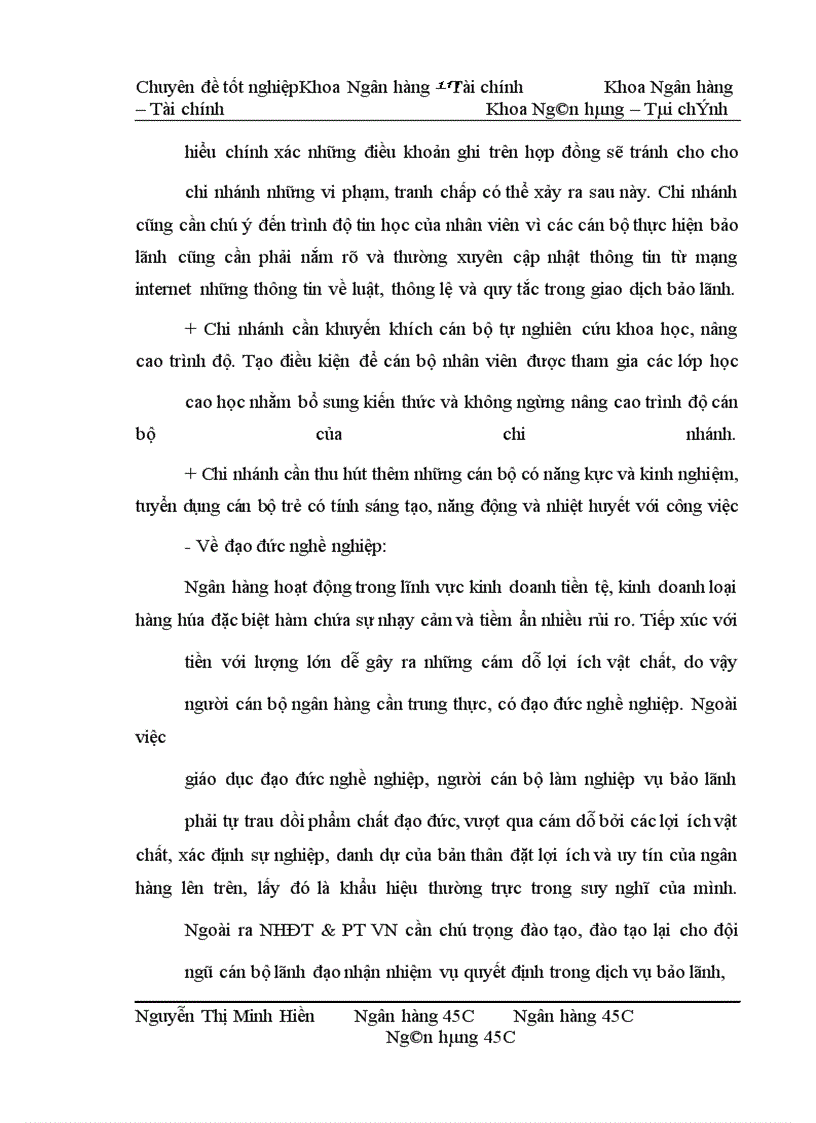 image for page Hoàn thiện dịch vụ bảo lãnh tại chi nhánh NHĐT&PT Nam Hà Nội