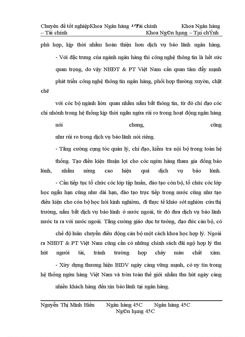 image for page Hoàn thiện dịch vụ bảo lãnh tại chi nhánh NHĐT&PT Nam Hà Nội