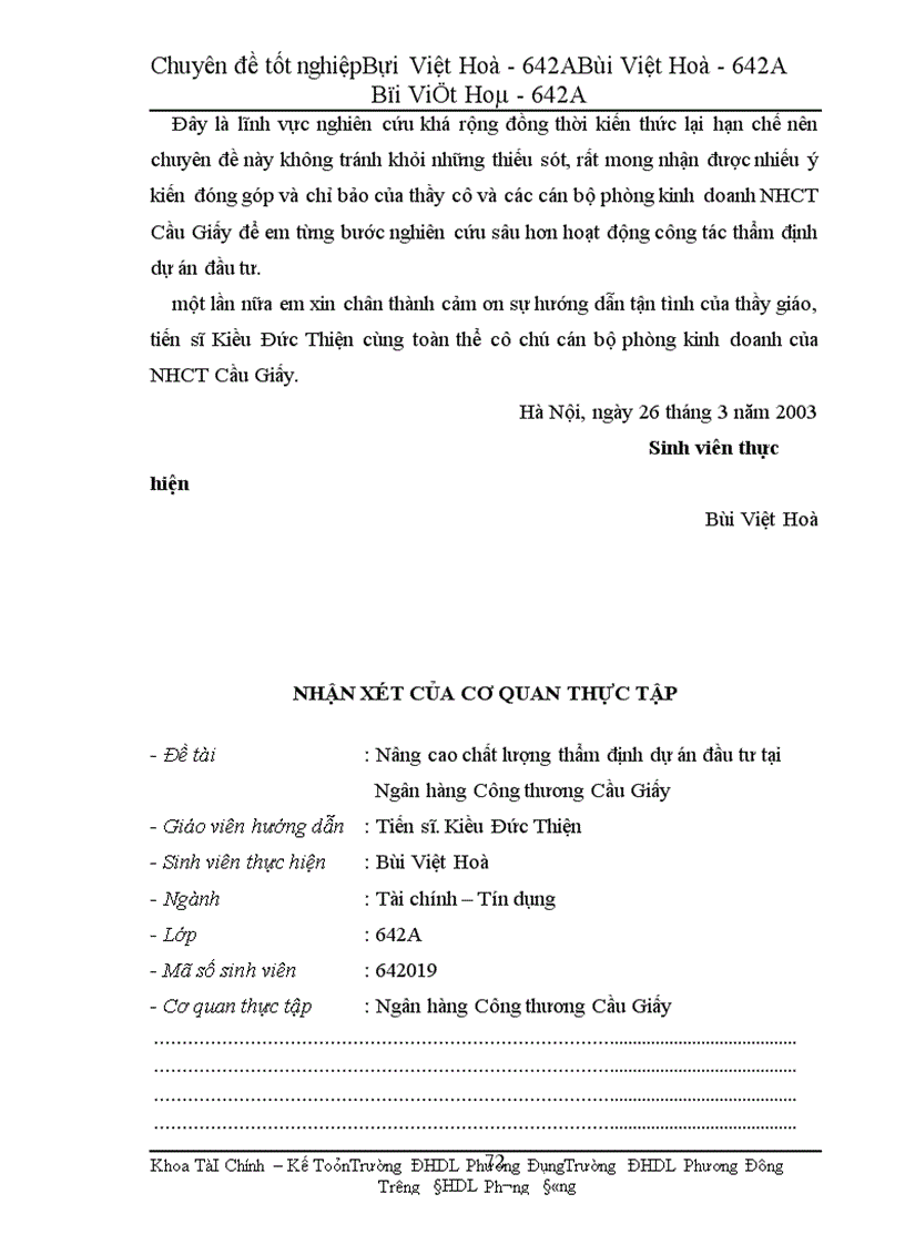 image for page Nâng cao chất lượng thẩm định dự án đầu tư tại Ngân hàng Công thương Cầu Giấy