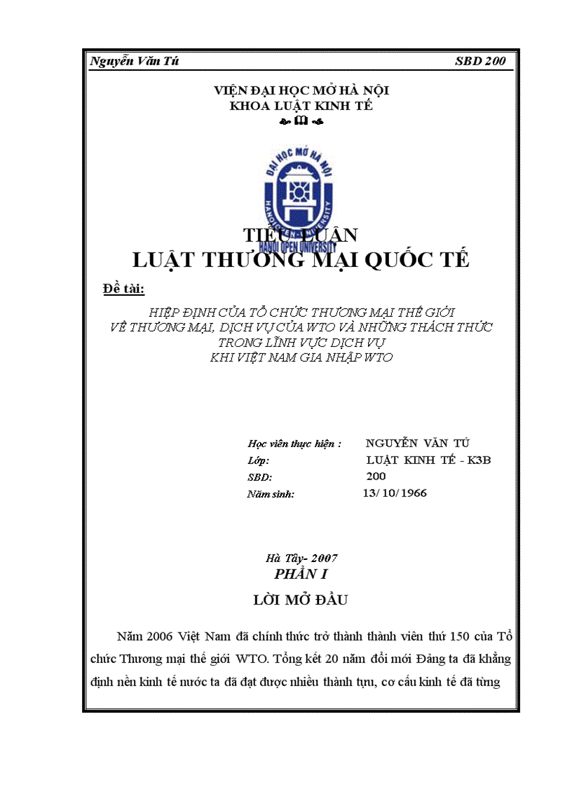 image for page Hiệp định của tổ chức thương mại thế giới về thương mại dịch vụ của WTO và những thách thức trong lĩnh vực dịch vụ khi Việt Nam gia nhập WTO
