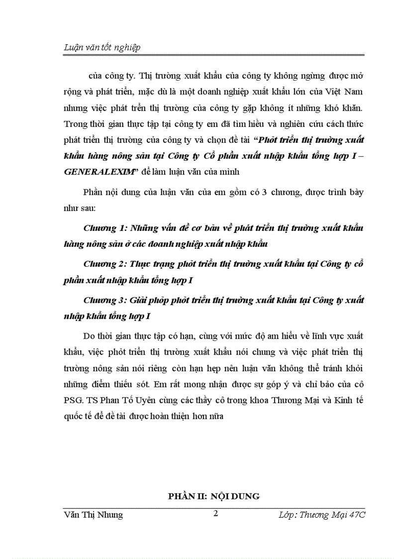 image for page Phát triển thị trường xuất khẩu hàng nông sản tại Công ty Cổ phần xuất nhập khẩu tổng hợp I – GENERALEXIM