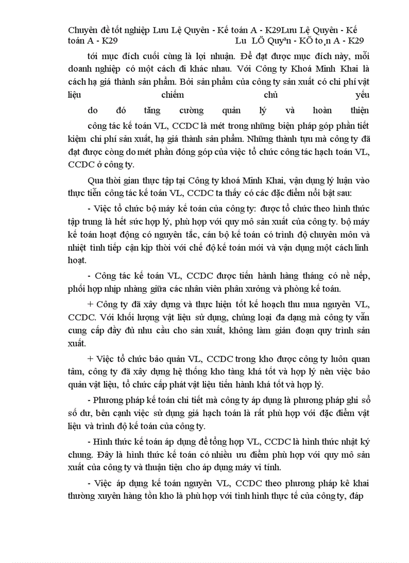 image for page Tổ chức hạch toán kế toán vật liệu, công cụ dụng cụ tại công ty khoá Minh Khai