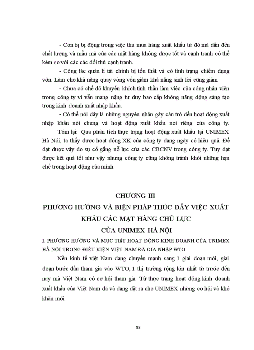 image for page Biện pháp thúc đẩy hoạt động XK những mặt hàng xuất khẩu chủ lực của UNIMEX Hà Nội