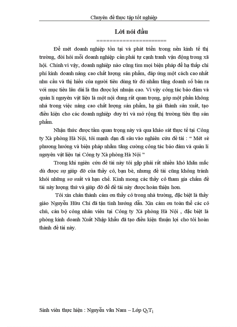 image for page Một số phương hướng và biện pháp nhằm tăng cường công tác bảo đảm và quản lí nguyên vật liệu tại Công ty Xà phòng Hà Nội