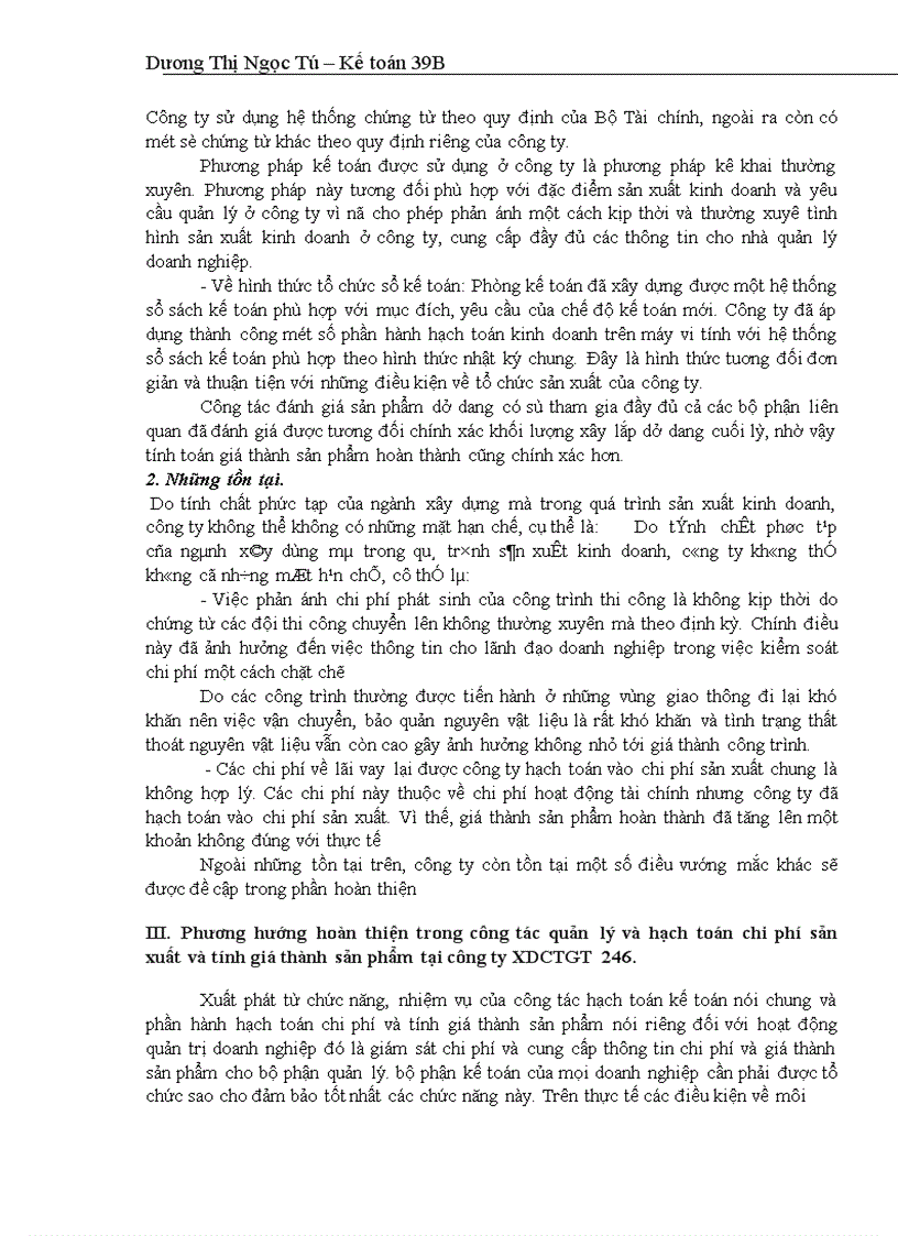 image for page Hạch toán chi phí sản xuất và tính giá thành sản phẩm với việc tăng cường công tác quản trị Doanh nghiệp tại Công ty XDCTGT 246