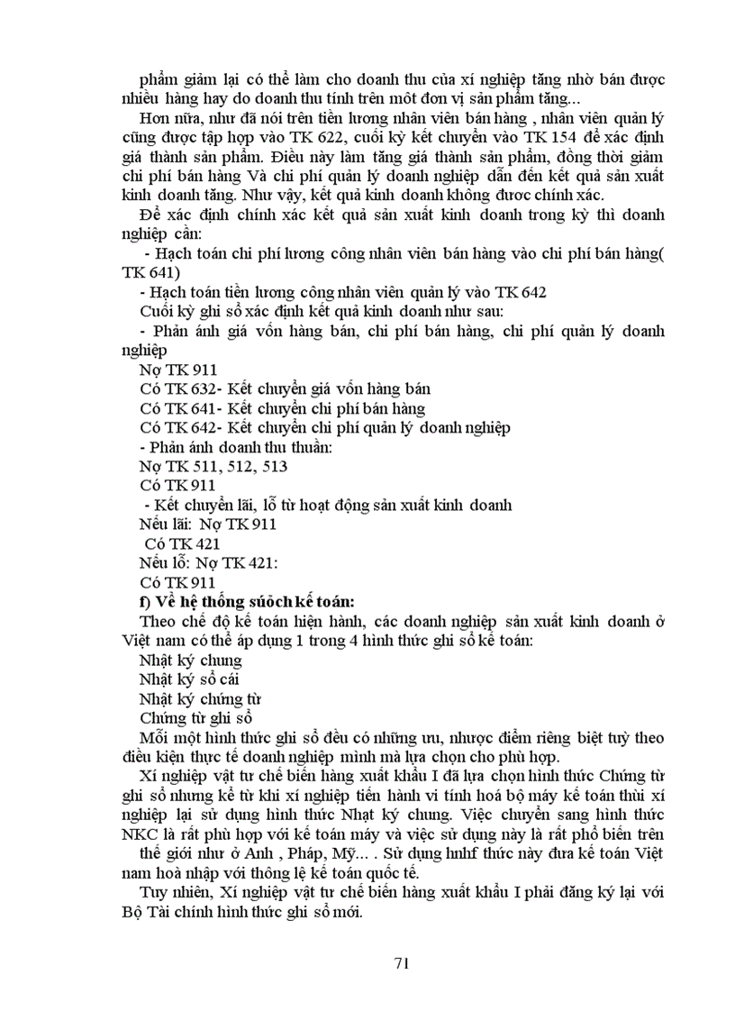 image for page Hoàn thiện hạch toán tiêu thụ, xác định kết quả tiêu thụ thành phẩm và các biện pháp nâng cao lợi nhuận tiêu thụ thành phẩm tại Xí nghiệp vật tư chế biến hàng xuất khẩu I
